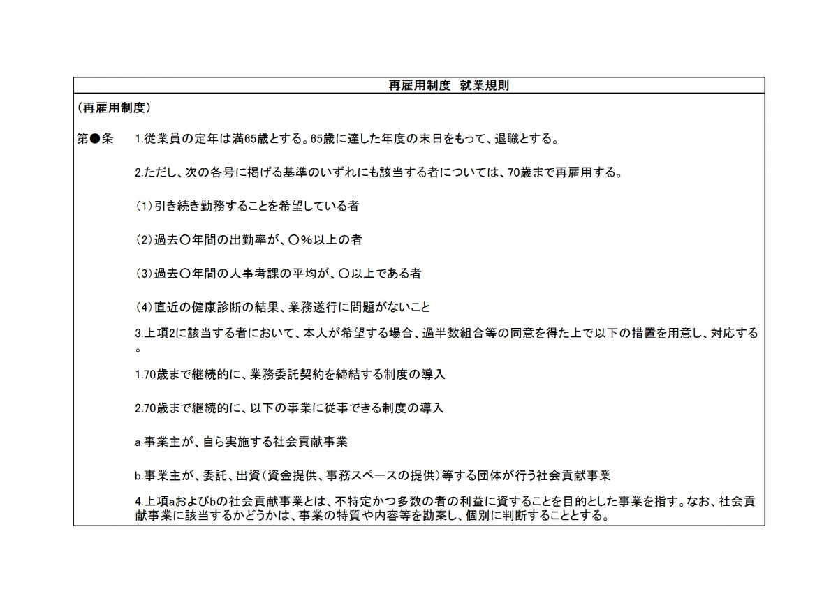 再雇用制度の就業規則