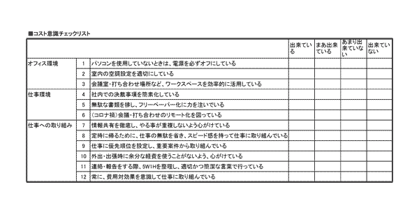 コスト意識チェックリスト