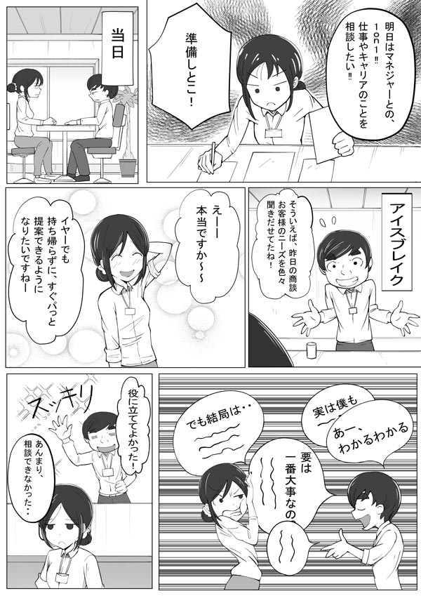 1on1で、ついつい上司ばかりが話してしまった。